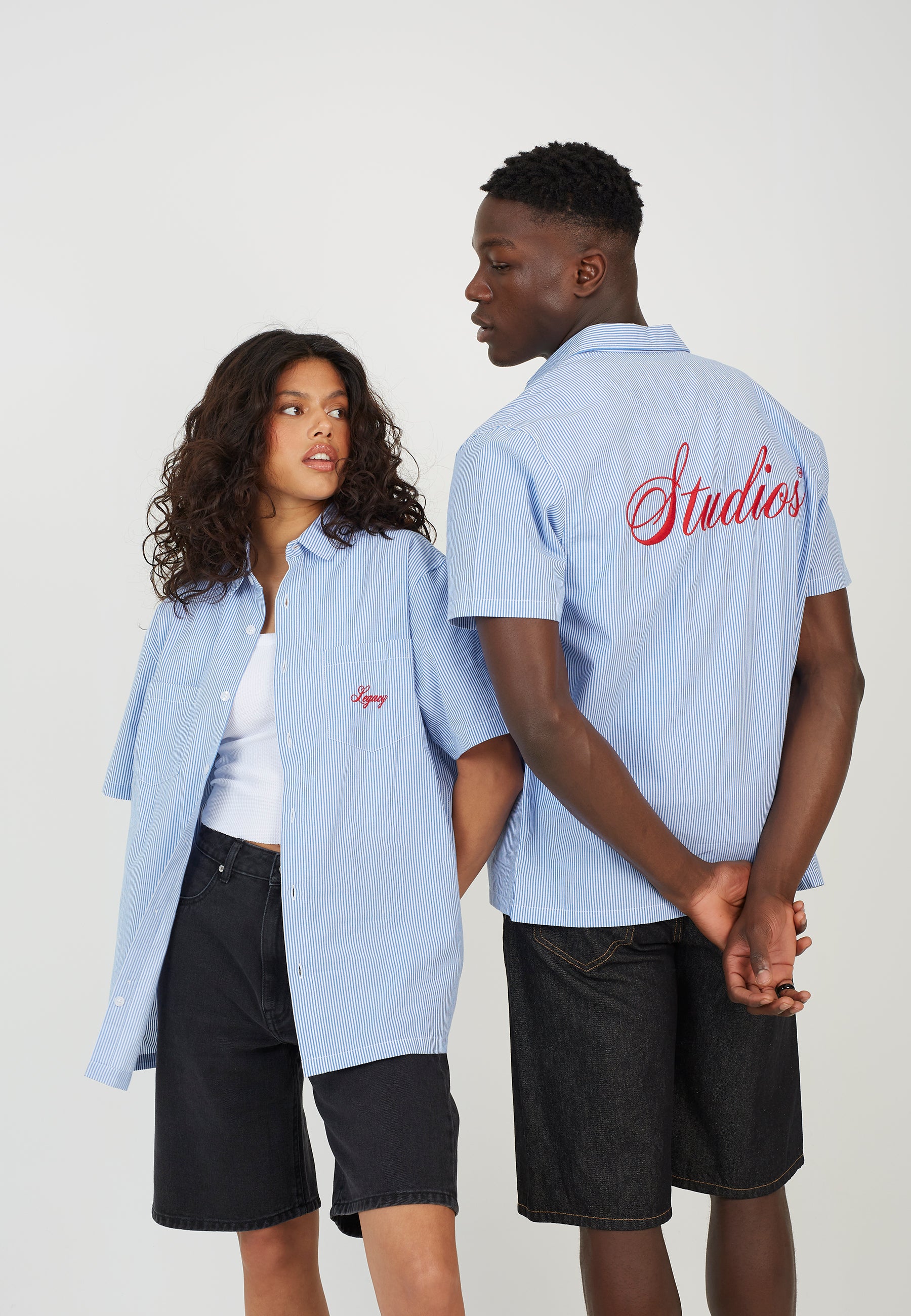 Blue Pinstripe Short Sleeve Shirt